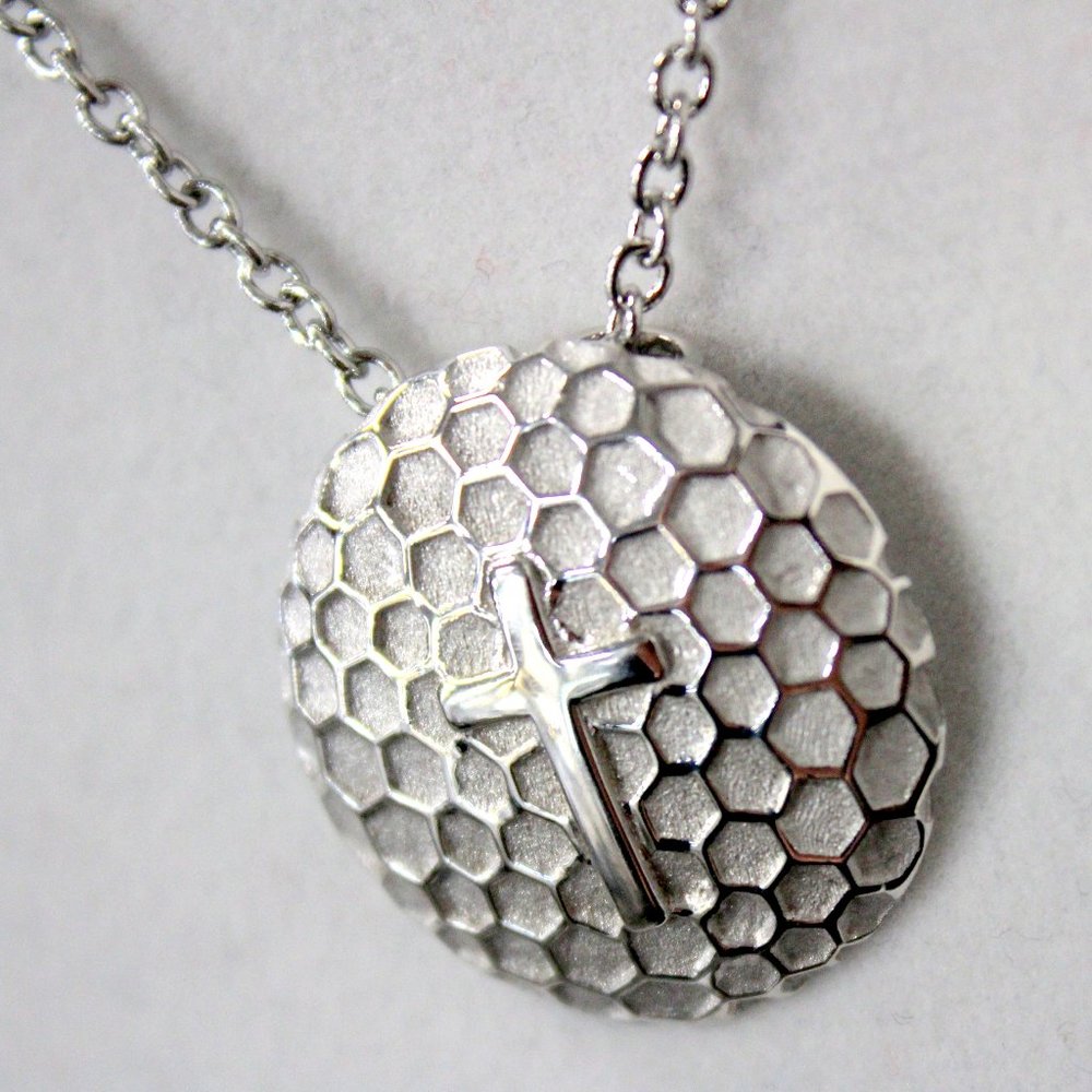 Silver Golf Ball Cross Necklace